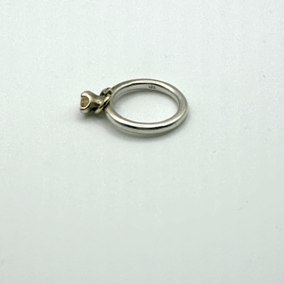 Pandora Retired Peach Morganite Ring with Gold Heart Charm - Picture 3 of 3